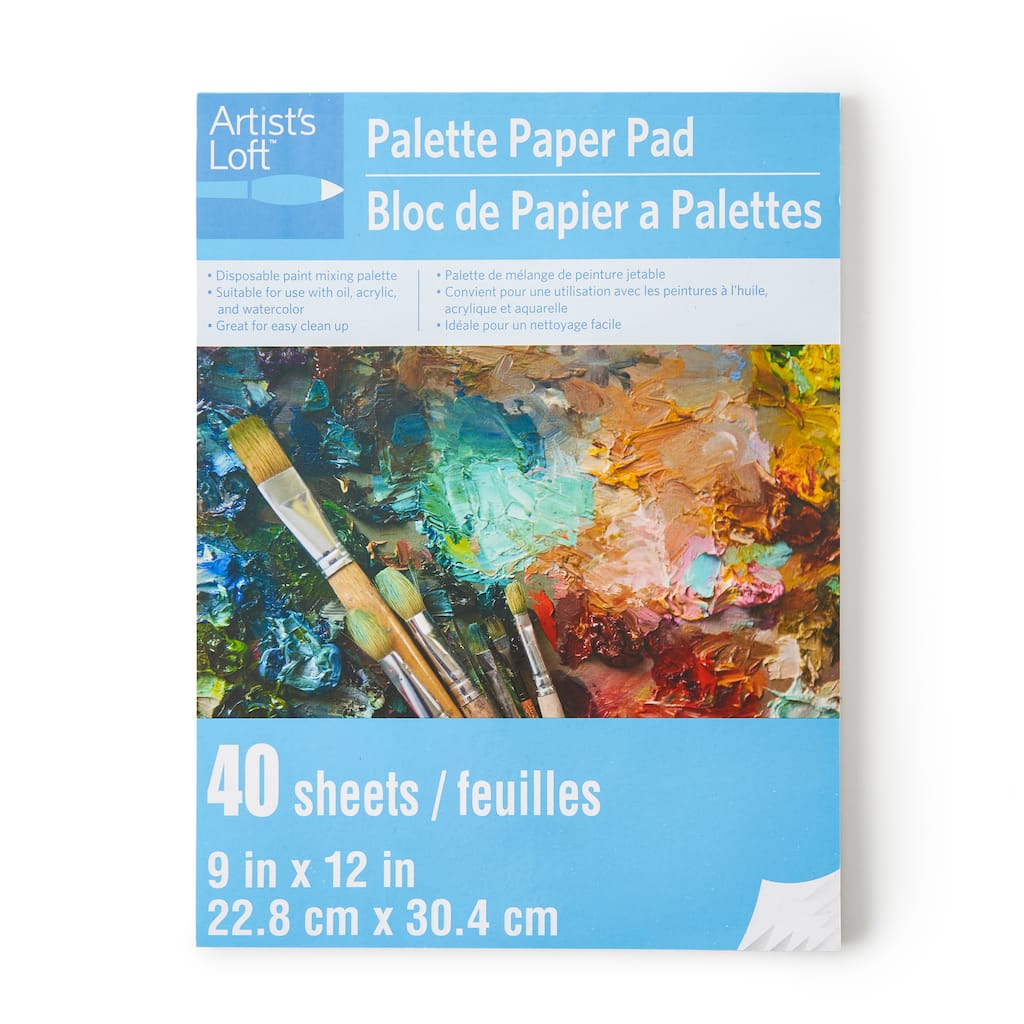 80 White Sheets Acrylics 54 lb for Oil Paint Pack of 2 Bleed-Proof Paint Palette with Thumb Hole Glue-Bound 9x12 Inch Arteza Disposable Palette Paper Pad Watercolors /& Gouache